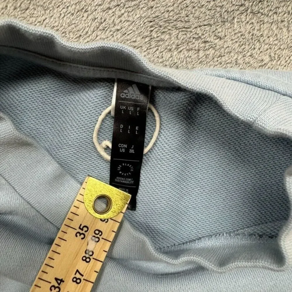 Adidas Sweatshirt Unisex Sky Blue Large Crew Neck Running Gym Fitness Workout